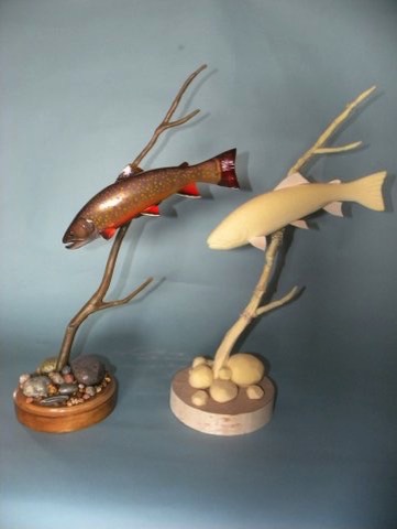 12'' Brook Trout (with Pre. Viz Model) and 
fabricated wooden stick (fiberglass).

1 of 2