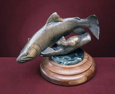 Bronze Brook Trout on Walnut base with inlaid Jade Marble.

Limited edition of 15 
7 still available

$2,400