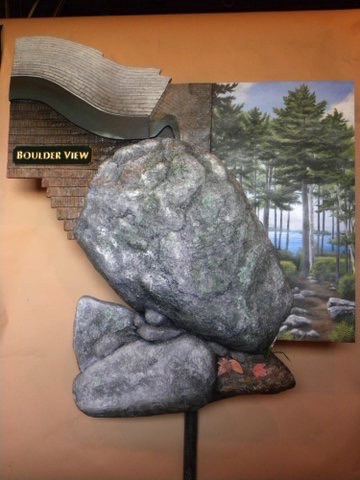The completed Boulder View piece measures 43'' wide by 47'' high. A fun and exciting project by Bahr Studio.